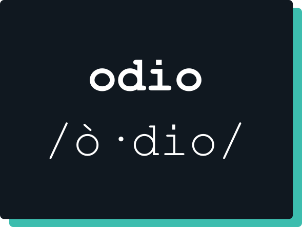 Rappresentazione grafica stile dizionario della parola Odio
